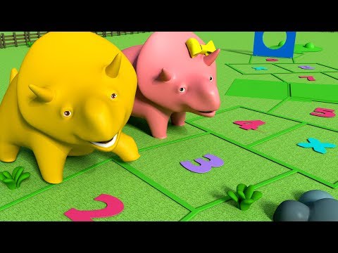 Learn Numbers with Dino and Dina : Play Hopscotch - Learn with Dino the Dinosaur videos for kids
