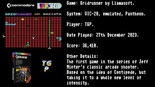 Gridrunner - VIC-20 - Llamasoft - Emulated, Pantheon - 36,410 points
