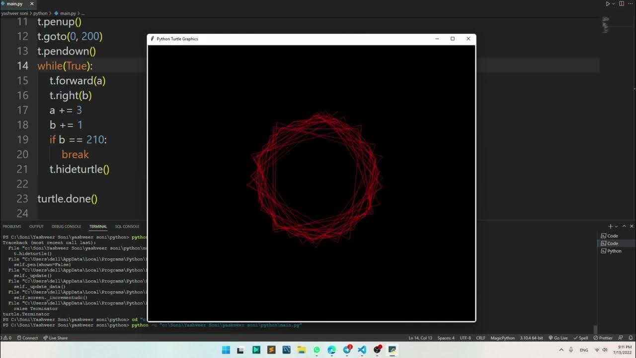 Making a Red color virus using python turtle || #shorts #shortsvideo ...
