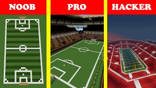 FOOTBALL STADIUM ARENA HOUSE BUILD CHALLENGE - NOOB vs PRO vs HACKER / Minecraft Battle Animation