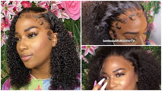 SUPER MELTED😍 HD LACE Curly Wig Install with Dramatic Baby Hairs😍|WOWAFRICAN HAIR 🖤