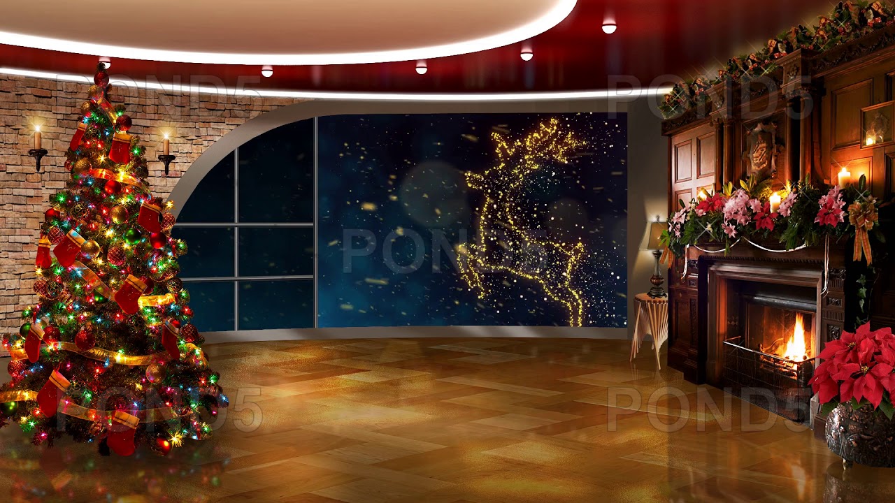 Christmas TV Studio Set 49 Virtual Green Screen Background Loop