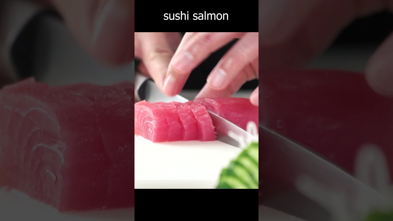 salmon sushi cutting 