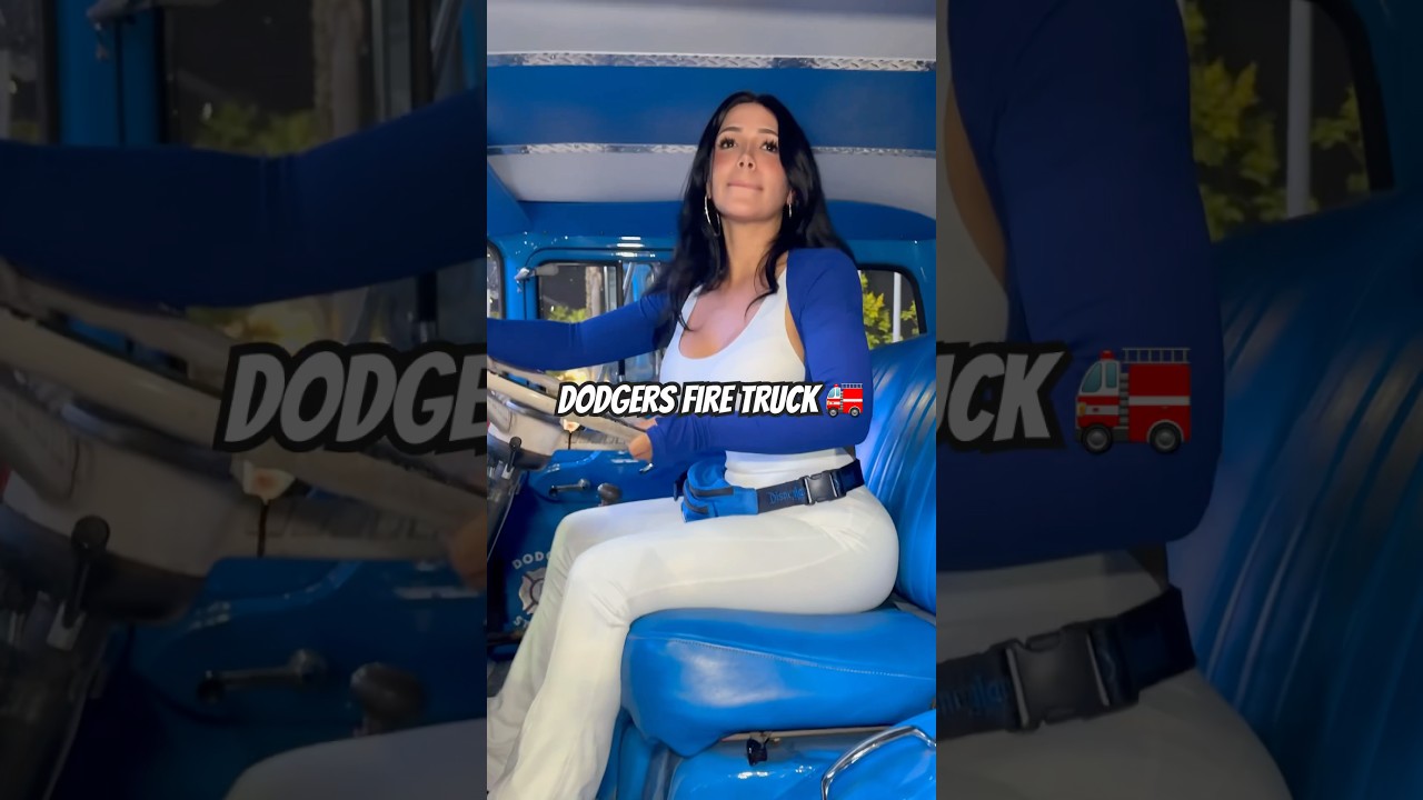 They let you get in the fire truck at  the Dodgers stadium. #explorepage #dodgers #dodgerstadium