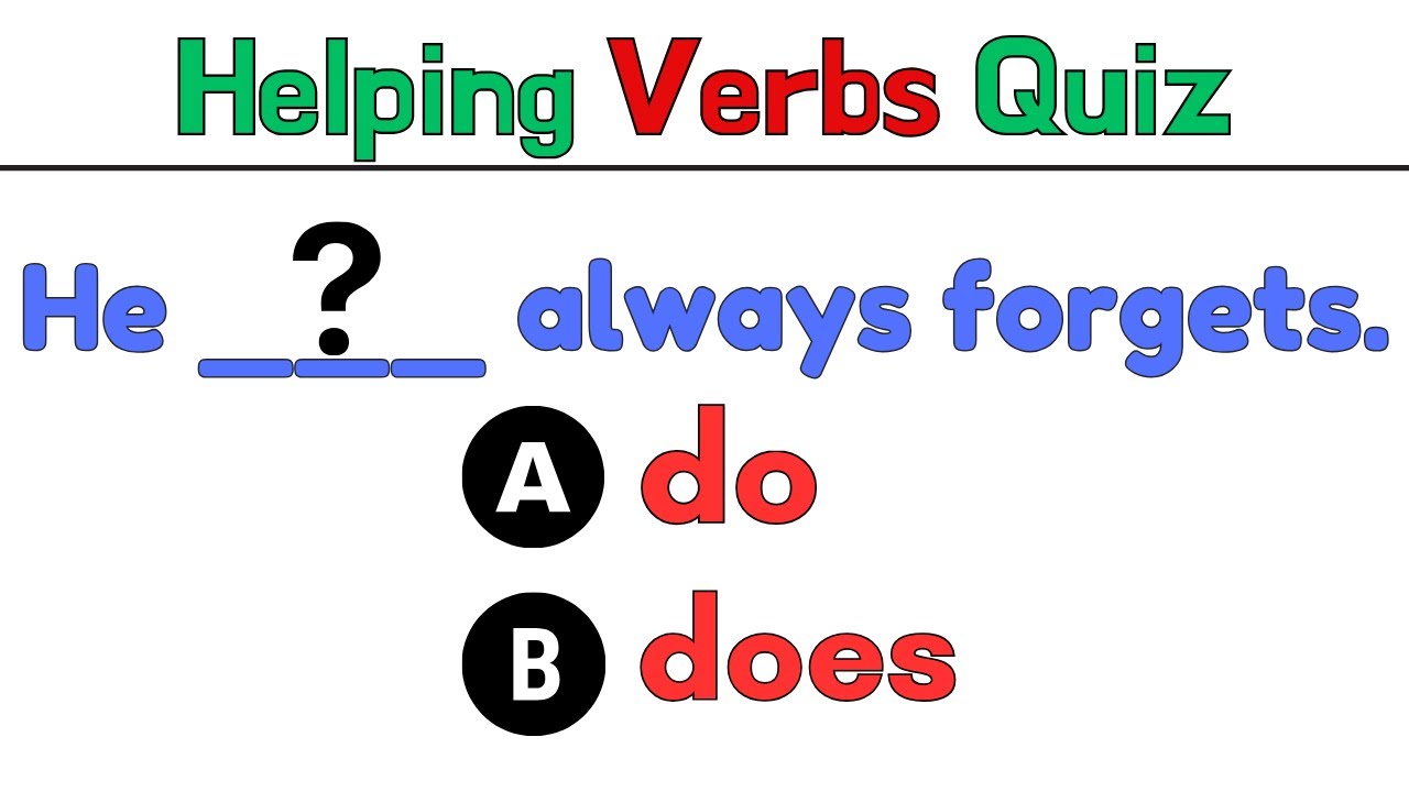 English Grammar Quiz: Helping Verbs (Do, Does, Did, Will, Shall, etc ...