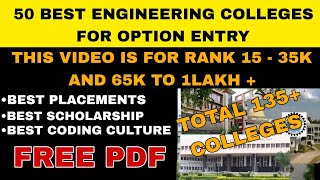 TOP 50 COLLEGES FOR KCET OPTION ENTRY 2023|COLLEGE LIST FOR RANK MORE THAN 80K|OPTION ENTRY 2023