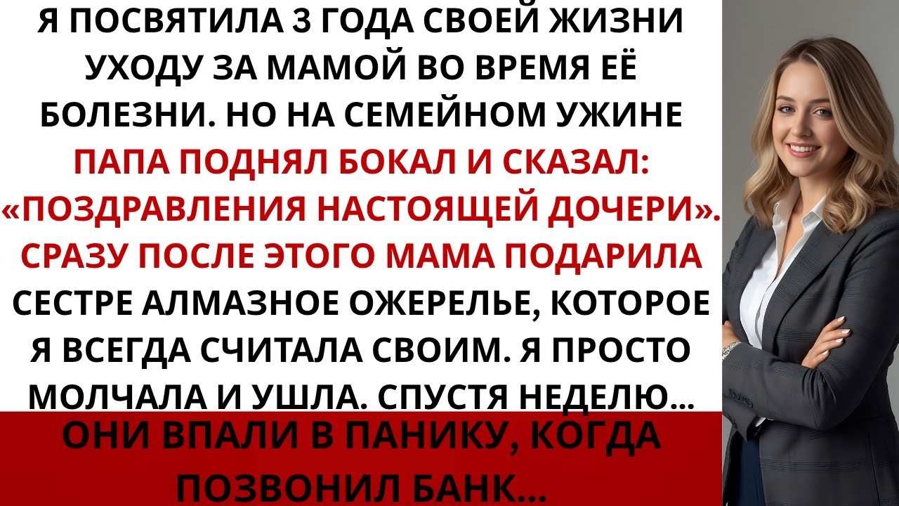 На семейном ужине родители подняли тост:«У нас есть только одна настоящая дочь...»И тогда я...
