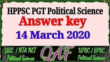 HPPSC PGT Political Science Final Answer Key