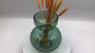 JX3036 Green Glass Flower Vase