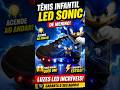 Tênis Infantil LED Sonic Luz USB Masculino Confortável Antiderrapante Escolar Moda Kids