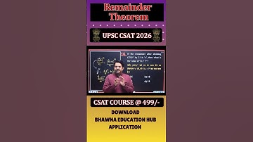 Remainder Theorem in 1 Minute UPSC CSAT 2026