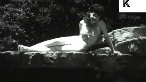 1940s Bathing Beauties, USA, Vintage Swimwear, Pinup Girls, Archive Footage