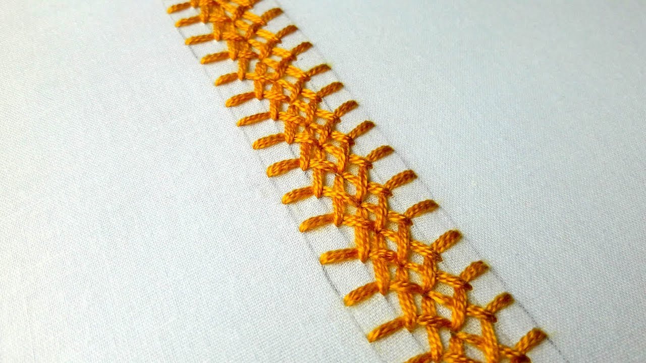 Hand Embroidery : mirrored half stitch border line embroidery tutorial ...