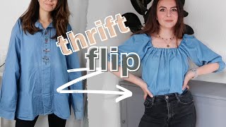 Thrift Flip DIY | Men's Shirt to Puffed Sleeve Top