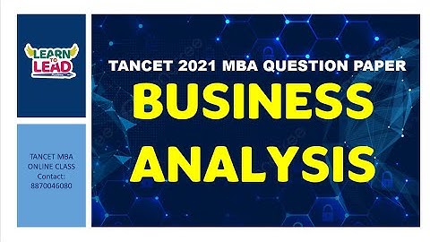 TANCET MBA 2023 | BUSINESS ANALYSIS | 2021 Question Paper #tancet2023 #tancet2023mba