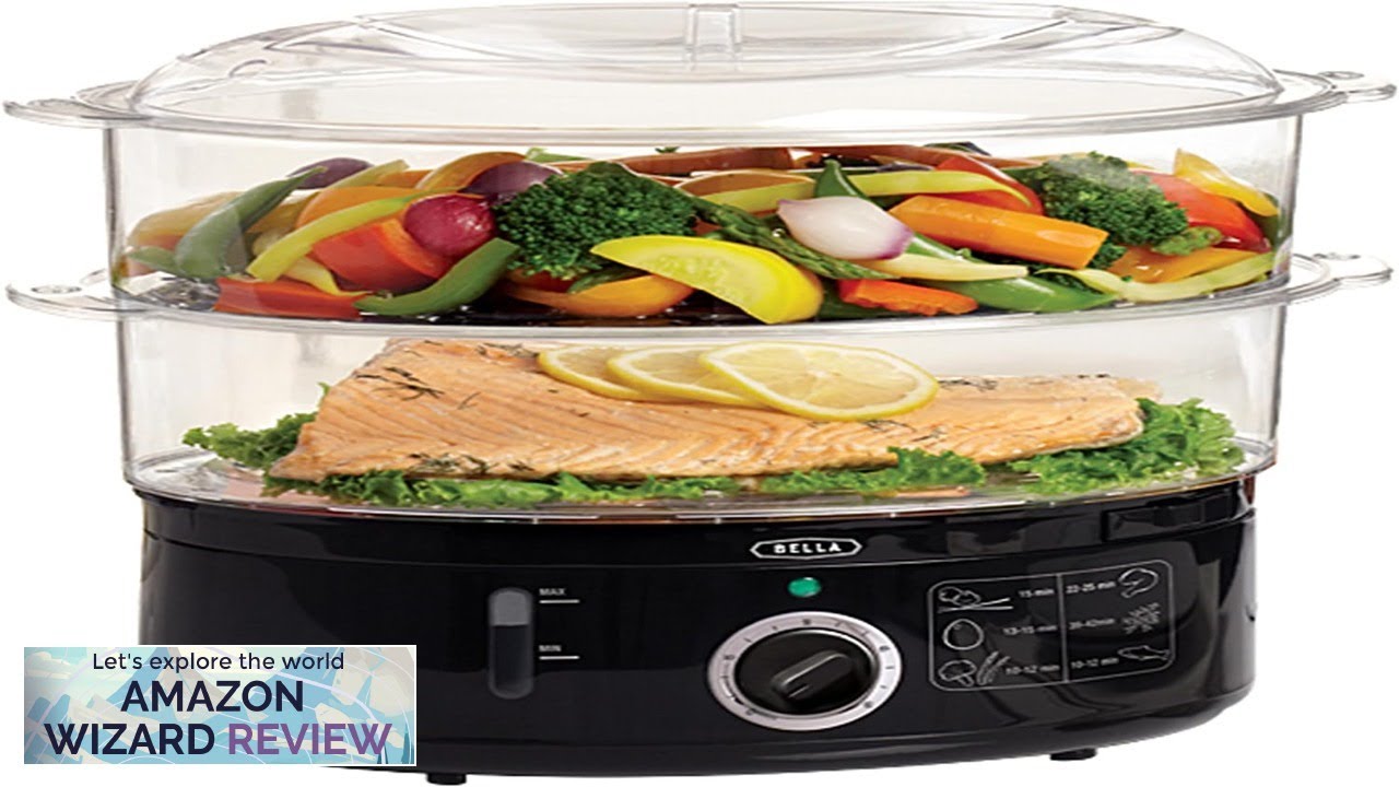 BELLA Two Tier Food Steamer with Dishwasher Safe Lids and