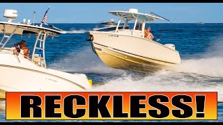 RECKLESS CAPTAIN PASSING  WITH  FULL SPEED RISKILY CLOSE | BOAT LIFE | BOCA INLET | JUPITER INLET