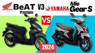 Honda BeAT v3 Premium vs Yamaha MIO Gear S | Side by Side Comparison | Specs & Price | 2024