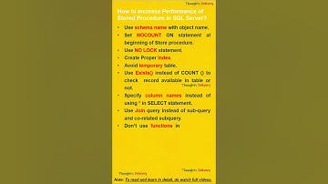 How to increase Performance of Stored Procedure in SQL Server? #shorts #youtubeshorts #shortsvideo