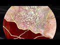 (105)“Kintsugi” Style Bloom Technique/Easy! No acrylic skin/How to embellish failed part/Fluid Art