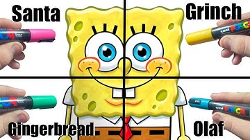 Drawing Spongebob, But 4 Different Art Styles (Christmas edition)