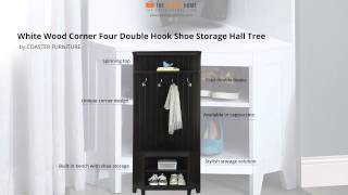 Corner Hall Tree is the best thing you can set up at entrance or in any room. This stunning white color hall tree comes with shoe 