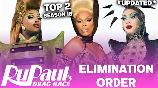 Season 16 *EARLY* Elimination Order & TOP 2 - RuPaul's Drag Race