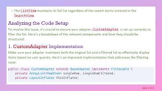 Troubleshooting the Android SearchView Integration with ListView