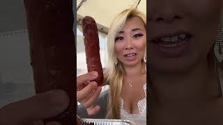 One Bite Greek Sausage At The Greek Festival In Downey