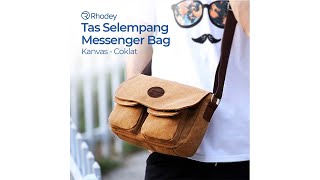 Tas Selempang Messenger Bag Bahan Canvas - 1008 - Black