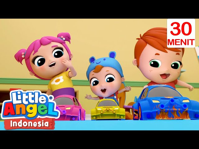 🏎️Balapan Mobil, Brum-brum!🏎️ | Little Angel Bahasa Indonesia | Kartun dan Lagu Anak class=