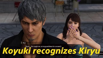 Koyuki recognizes Kiryu  Like a Dragon: Infinite Wealth Four Shine Reunion