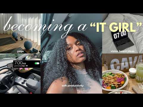 7am “it Girl” Morning Routine| Becoming Her✨ Soft Productivity, Yoga + Vision Board Ideas