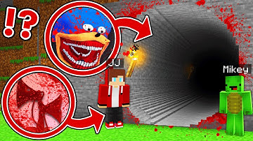 Mikey and JJ Found Longest Scary Shin Sonic &  Sirenhead Tunnel at Night in Minecraft Maizen?!