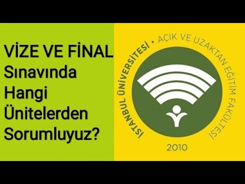 AUZEF Vize ve Final sınavında hangi  üniteden sorumluyuz? AUZEF Sınav Sistemi Hakkında bilgiler...