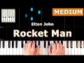 ✅ Elton John - Rocket Man - MEDIUM Piano Tutorial