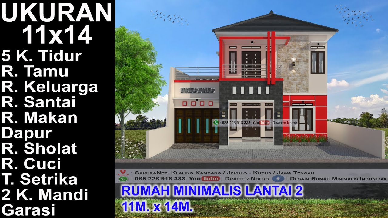 Modern House 11 X 14 5 K Tidur Desain Rumah Minimalis Lantai 2 YouTube