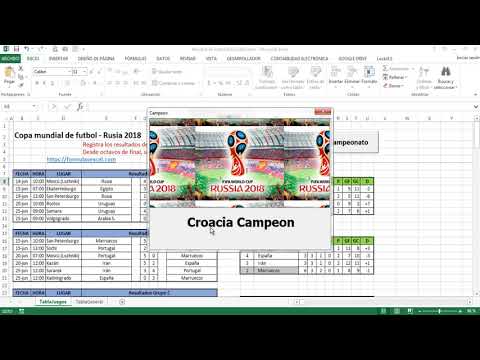 Mundial de Fútbol en Excel - Rusia 2018