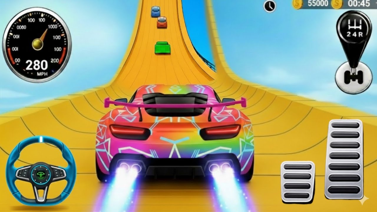 Mega Ramp Monster Car Racing 3D - Extreme Car Stunts - Android Gameplay