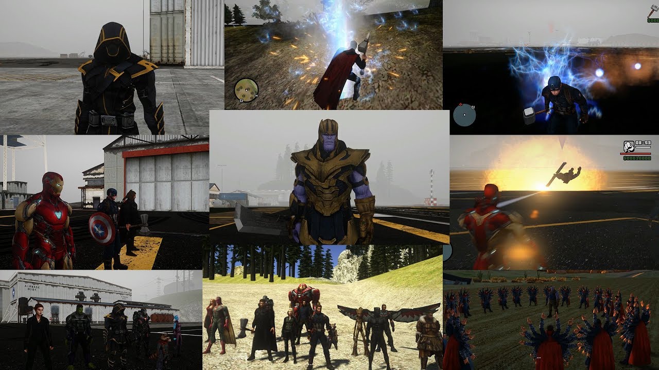 GTA SA Marvel#3 Avengers Infinity War/Endgame skin pack and mod pack