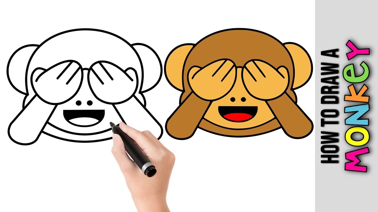 How To Draw A Cute See No Evil Monkey Emoji Easy Pictures To Draw Step By Step Drawings Youtube