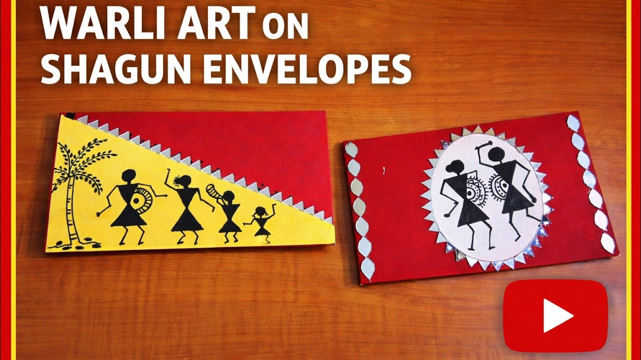 “Traditional Warli Art on Festive Shagun Envelopes” # DIY Art# Indian folk art # Handmade envelopes 