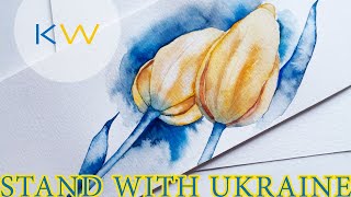 Stand With Ukraine 💙💛 How to Paint Tulips | Watercolor on Wet
