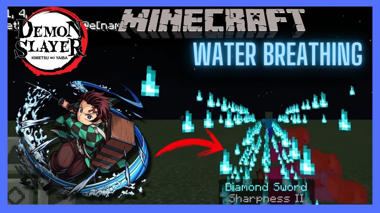 [ MCPE/MCBE Demon Slayer ] Water Breathing with Commands in Minecraft