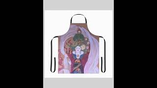 Designer Apron | Gift for Cooks, Mom, Dad | Print of Chinese watercolor on silk | Xiang Li Art Em...