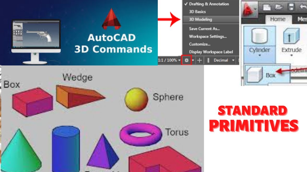 AUTOCAD 3D/ standard primitive objects. - YouTube