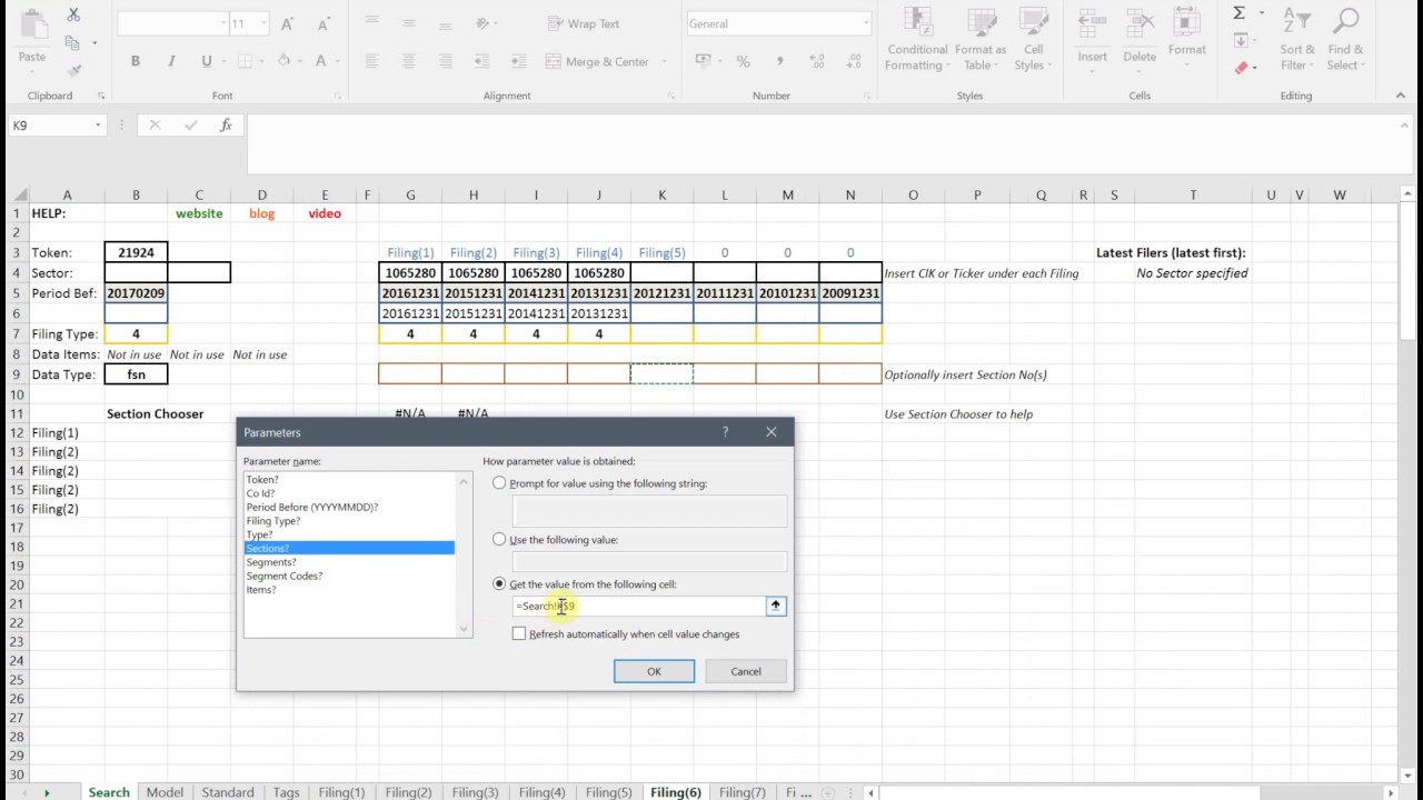 Setup Excel to download 10 years of XBRL data in less than 10 minutes