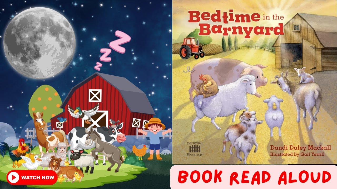 Bedtime in the barnyard children's story book illustration