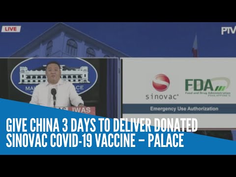 China needs 3 days before delivering Sinovac vaccines to PH—Palace