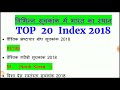 महत्वपूर्ण सूचकांक में भारत का स्थान 2018।। Top 20 indexes 2018